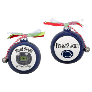 ceramic holiday ornament Penn State Nittany Lions with Beaver Stadium on one side, Penn State with Athletic Logo on other